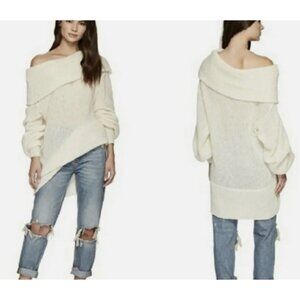 NWT Free People Ophelia Alpaca Blend White Turtleneck Oversized Knit Sweater XS